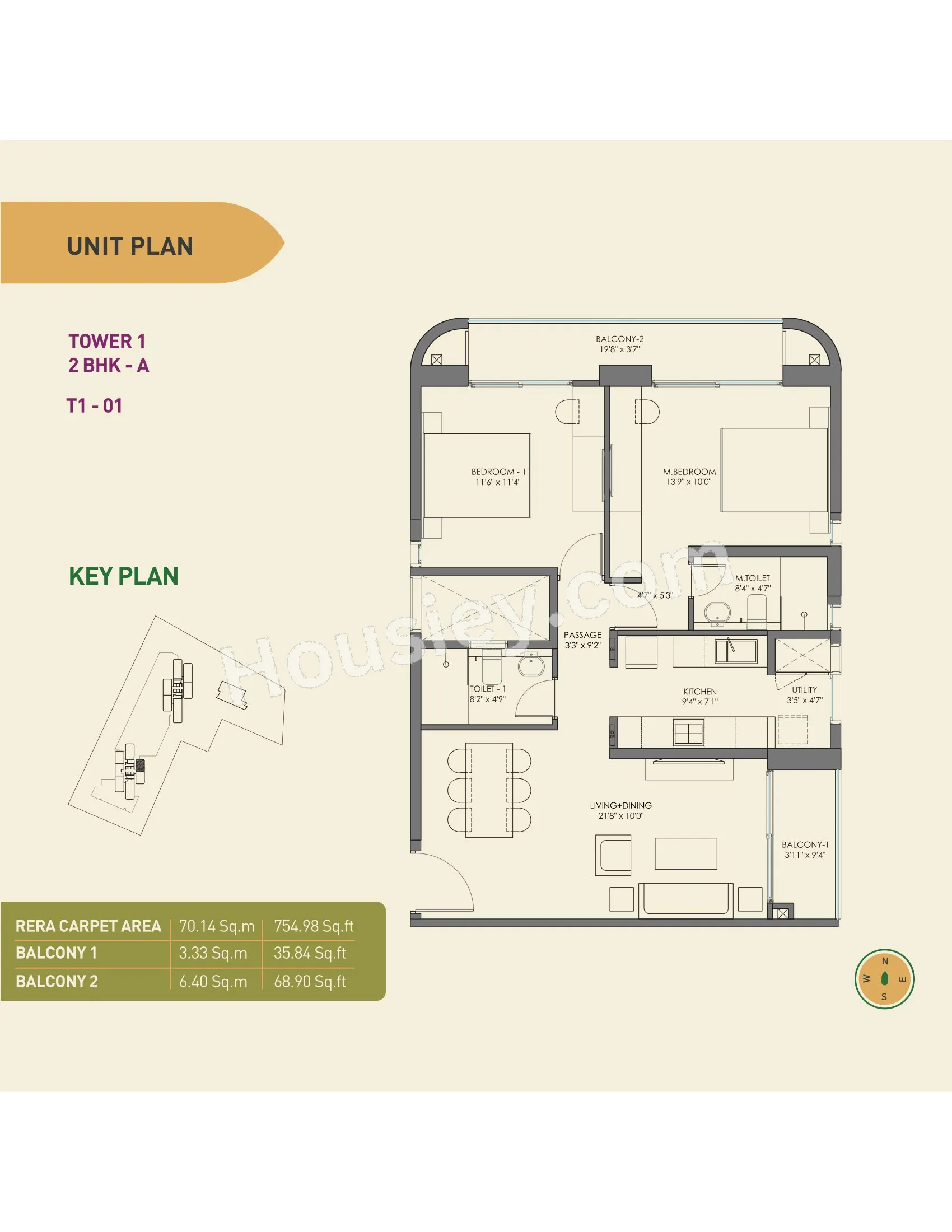 Birla Tisya Unit plan - 754 sq.ft.